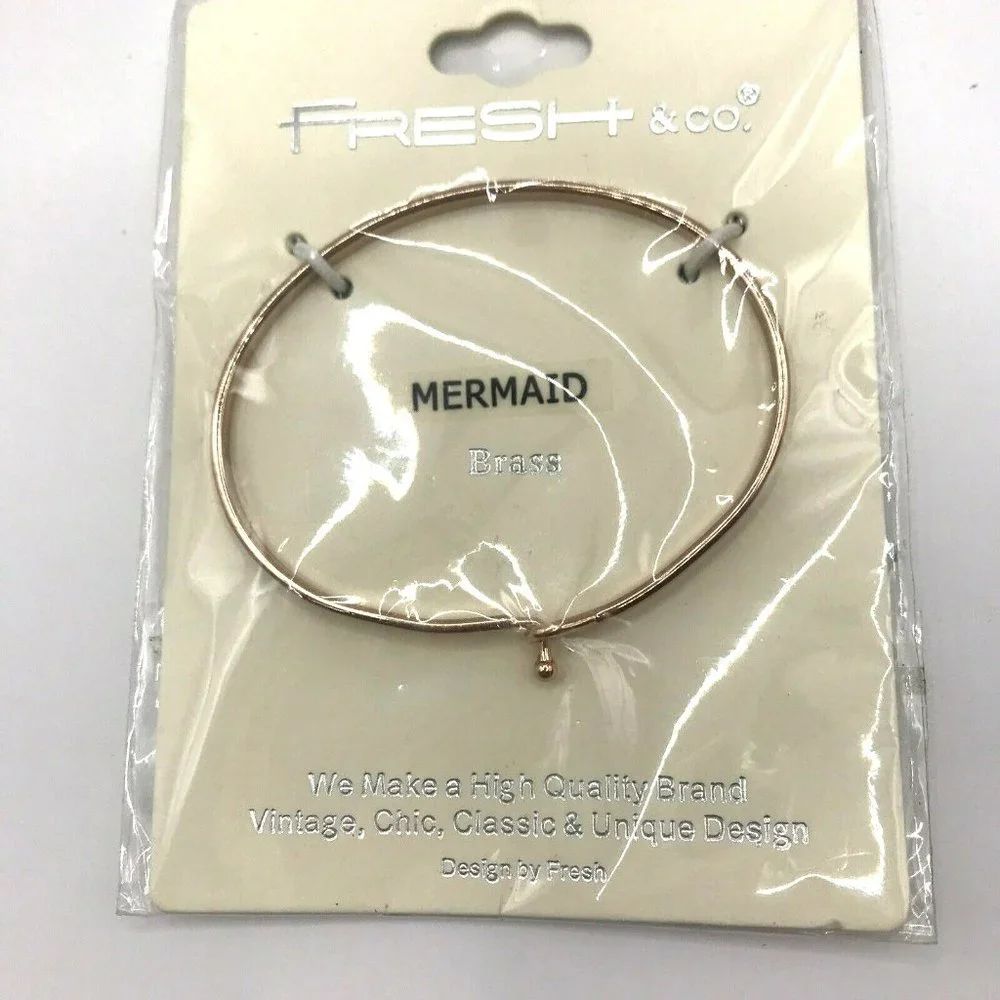 Rose Gold TONE Finished Mermaid Message Engraved Brass Bracelet FUN‎ NWT